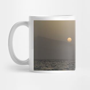 Sunset over Paros island mountains Mug
